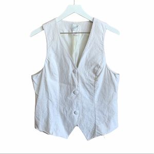 Vintage White Linen Button Up Vest